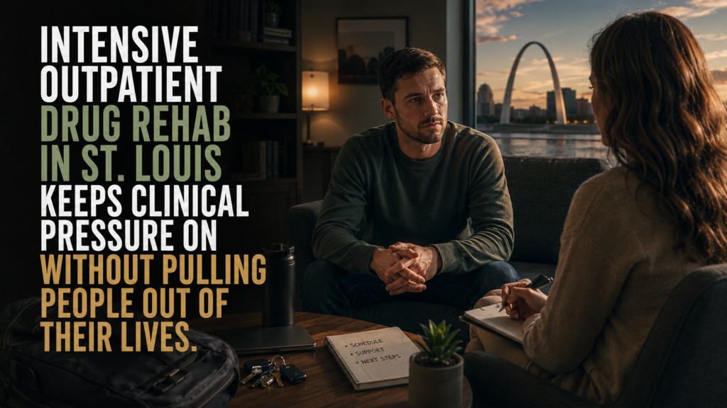 Intensive Outpatient Drug Rehab in St. Louis Keeps Clinical Pressure On Without Pulling People Out of Their Lives 1 intensive outpatient